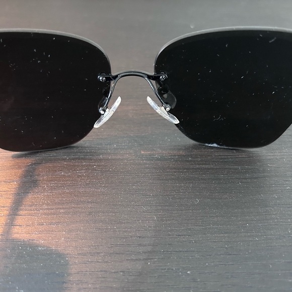 Ralph Lauren RA4129 rimless buttery sunglasses in black with mirrored lenses NWT main image 4